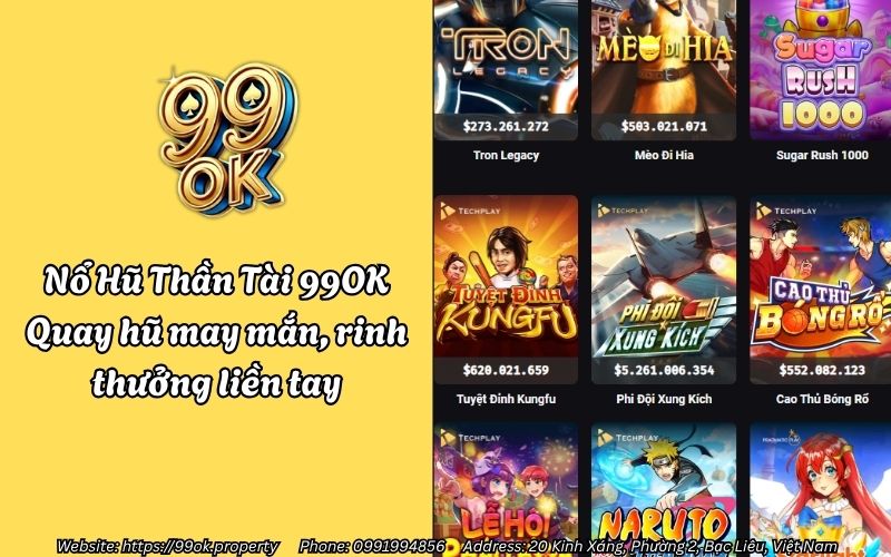 Nổ Hũ Thần Tài 99OK - Quay hũ may mắn, rinh thưởng liền tay