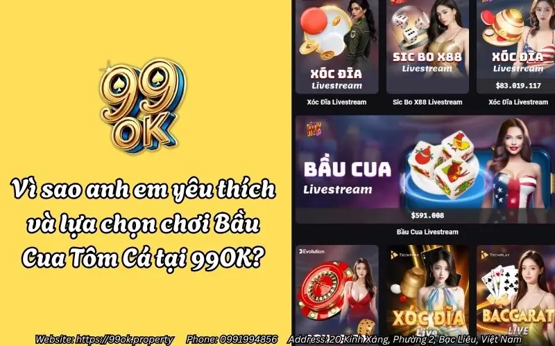 Vì sao anh em yêu thích và lựa chọn chơi Bầu Cua Tôm Cá 99OK?